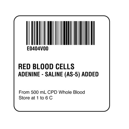 ISBT 128 Red Blood Cells Adenine-Saline (AS-5) Ad 2 X 2